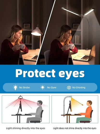 LED Double Head Desk Lamp – Extra Wide Adjustable Desk Light for Home Office