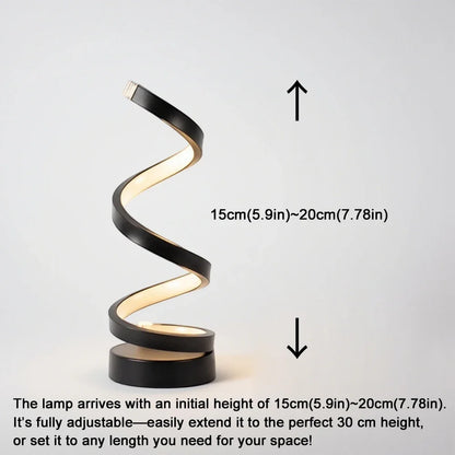 LED Spiral Dimmable Table Lamp | Adjustable Brightness Bedside Lamp for Home & Office