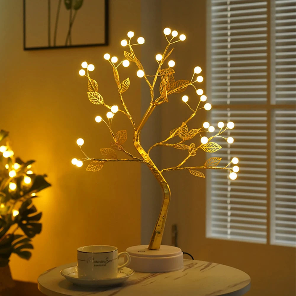 LED Tree Fairy Lights – Battery Operated Artificial Bonsai Table Lamp for Party, Holiday & Home Decor