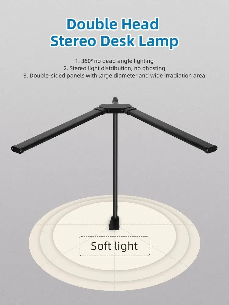 LED Double Head Desk Lamp – Extra Wide Adjustable Desk Light for Home Office