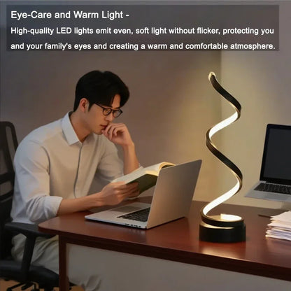 LED Spiral Dimmable Table Lamp | Adjustable Brightness Bedside Lamp for Home & Office