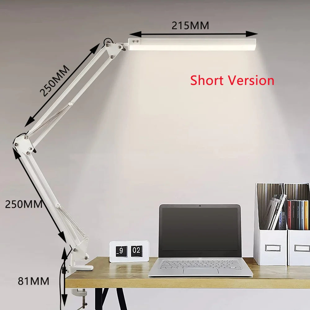 10W LED Clamp Desk Lamp | Dimmable Swing Arm Light with 3 Modes, 10 Brightness Levels, USB Powered