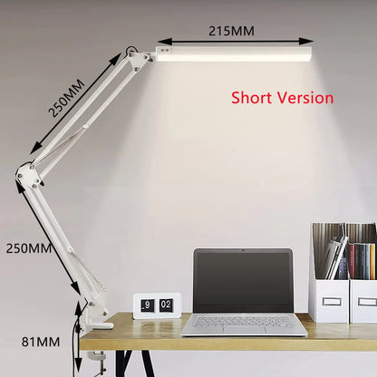 10W LED Clamp Desk Lamp | Dimmable Swing Arm Light with 3 Modes, 10 Brightness Levels, USB Powered