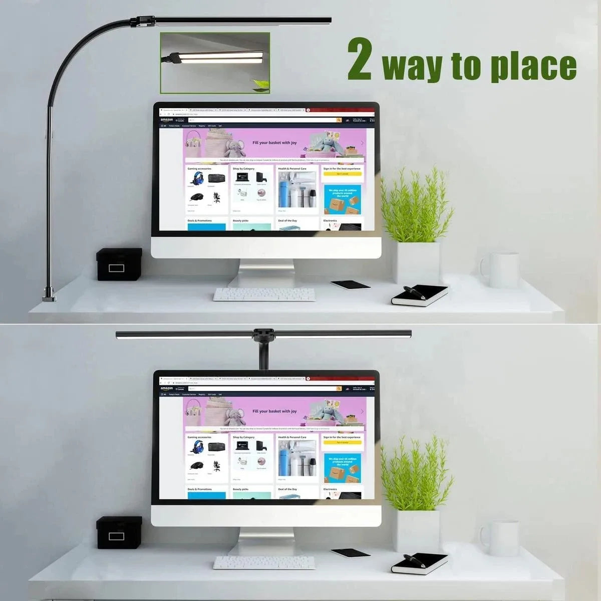 LED Double Head Desk Lamp – Extra Wide Adjustable Desk Light for Home Office