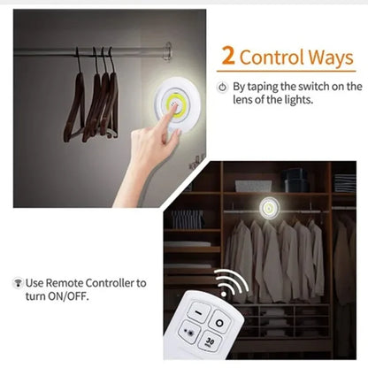 Dimmable LED Under Cabinet Light with Remote – Battery Operated Closet, Wardrobe & Bathroom Night Light