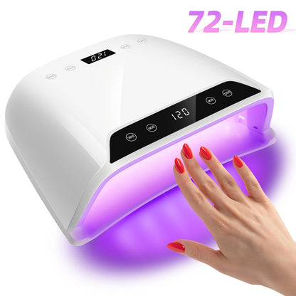 Big Space 320W UV LED Nail Lamp for Gel Polish – 72 LEDs, Dual LCD Screens, Professional Nail Dryer