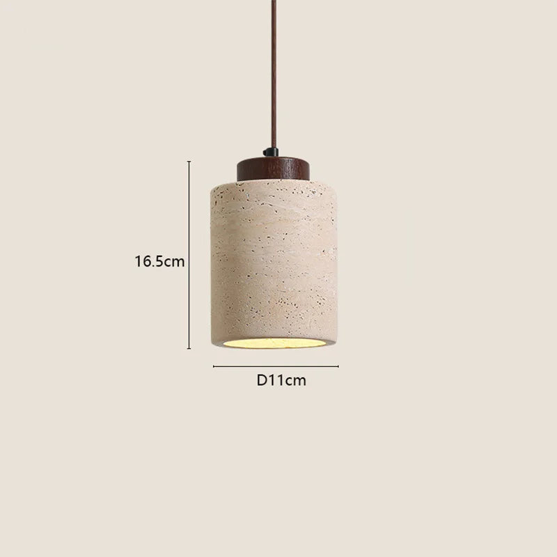 Wabi-Sabi Japanese Pendant Light | Modern Bedside Hanging Lamp with Yellow Cave Stone