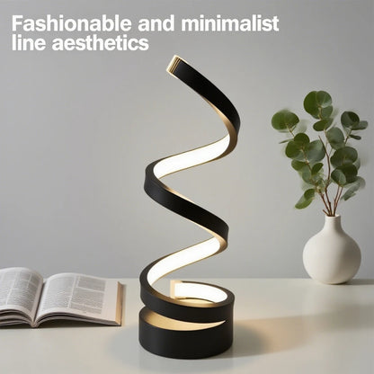 LED Spiral Dimmable Table Lamp | Adjustable Brightness Bedside Lamp for Home & Office