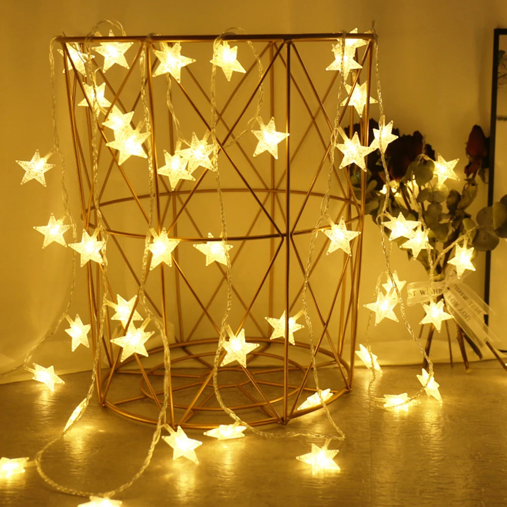 LED Star String Lights Outdoor – Bulb Fairy Garland Lights for Garden, Wedding, Party, Home & Christmas Decoration