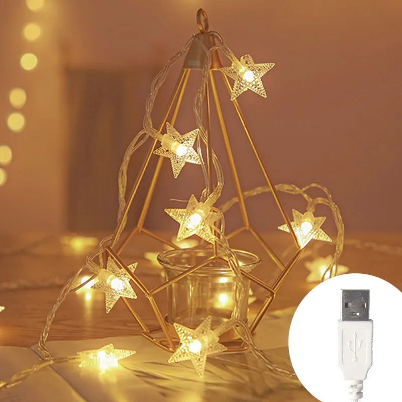 LED Star String Lights Outdoor – Bulb Fairy Garland Lights for Garden, Wedding, Party, Home & Christmas Decoration
