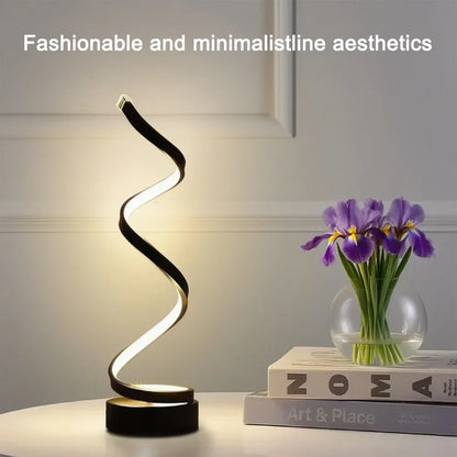 LED Spiral Dimmable Table Lamp | Adjustable Brightness Bedside Lamp for Home & Office