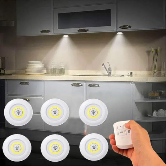 Dimmable LED Under Cabinet Light with Remote – Battery Operated Closet, Wardrobe & Bathroom Night Light