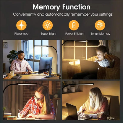 LED Double Head Desk Lamp – Extra Wide Adjustable Desk Light for Home Office