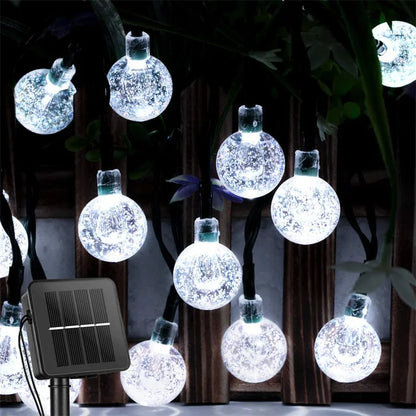 Solar String Lights Outdoor 200 Led Crystal Globe Lights Waterproof Solar Festoon Fairy Light for Garden Christmas Outdoor Decor